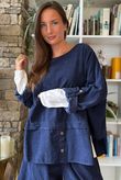 Bateau Needlecord Lazy Layer Top Navy